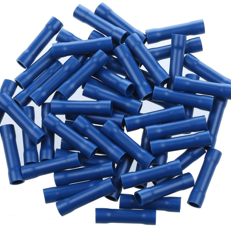 [Australia - AusPower] - AIRIC Blue Butt Connectors Crimp 100pcs 16-14AWG Butt Connector Fully Insulated PVC Wire Butt Splice Connectors, 16-14 Gauge Blue(16-14AWG) 100 pcs 