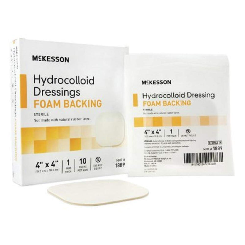 [Australia - AusPower] - McKesson 1889 Hydrocolloid Dressing, Foam Backing, Sterile, 4" Width, 4" Length, Pack of 10, 4" Width, 4" Length (Pack of 10) 