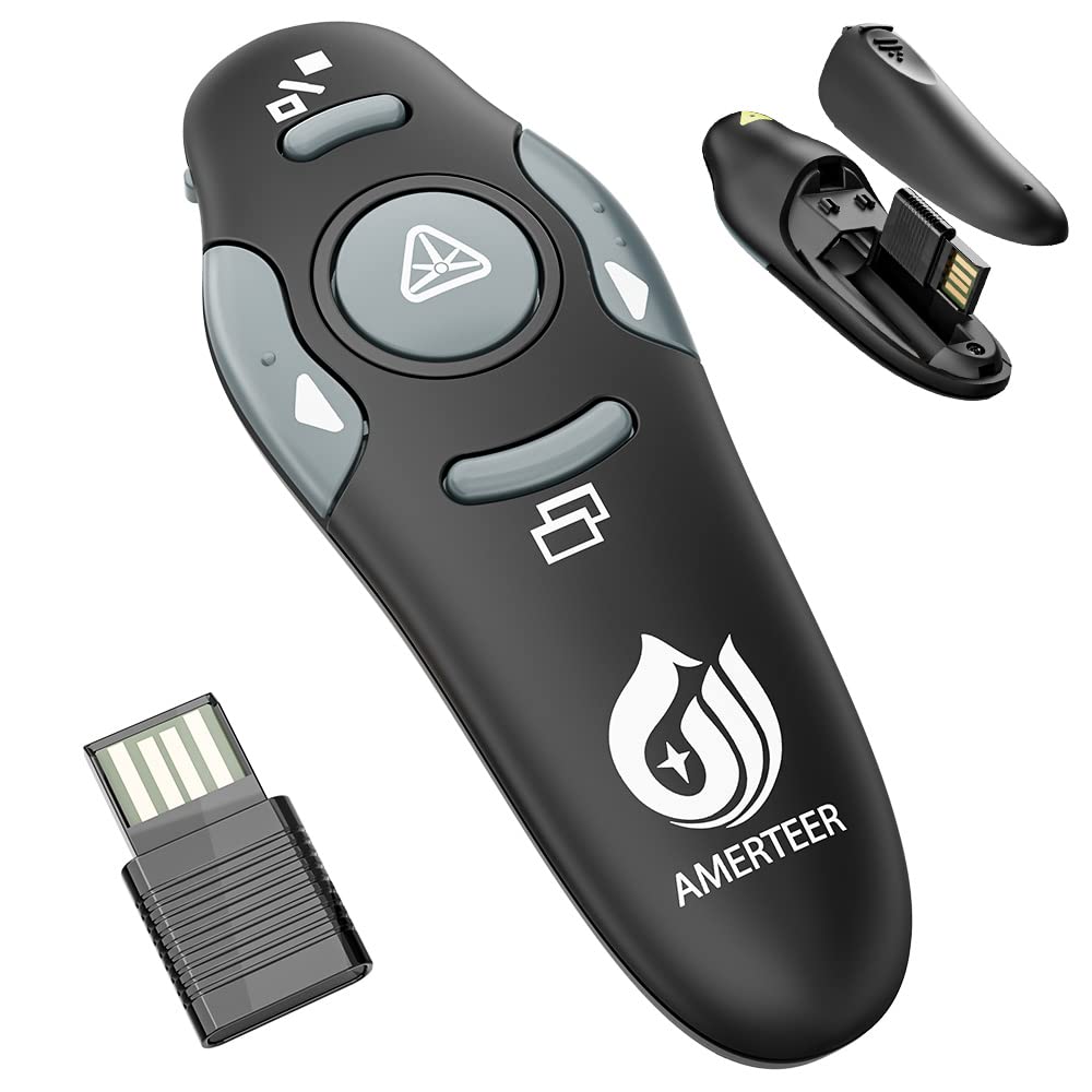 [Australia - AusPower] - AMERTEER Wireless Presenter, PPT Controller Presentation Remote Control Laser Pointer USB Mouse Clicker Flip Pen 