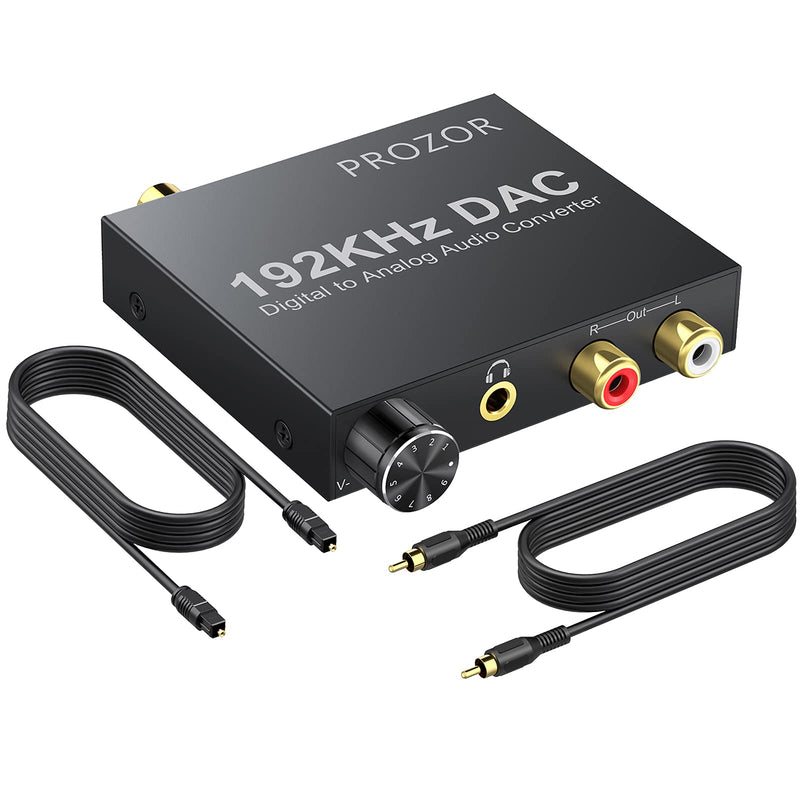 [Australia - AusPower] - PROZOR 192KHz Digital to Analog Audio Converter - Upgrade Volume Adjustable Optical to RCA Converter with Optical & USB Power Cable, Digital DAC Converter SPDIF TOSLINK to Stereo L/R & 3.5mm Jack 