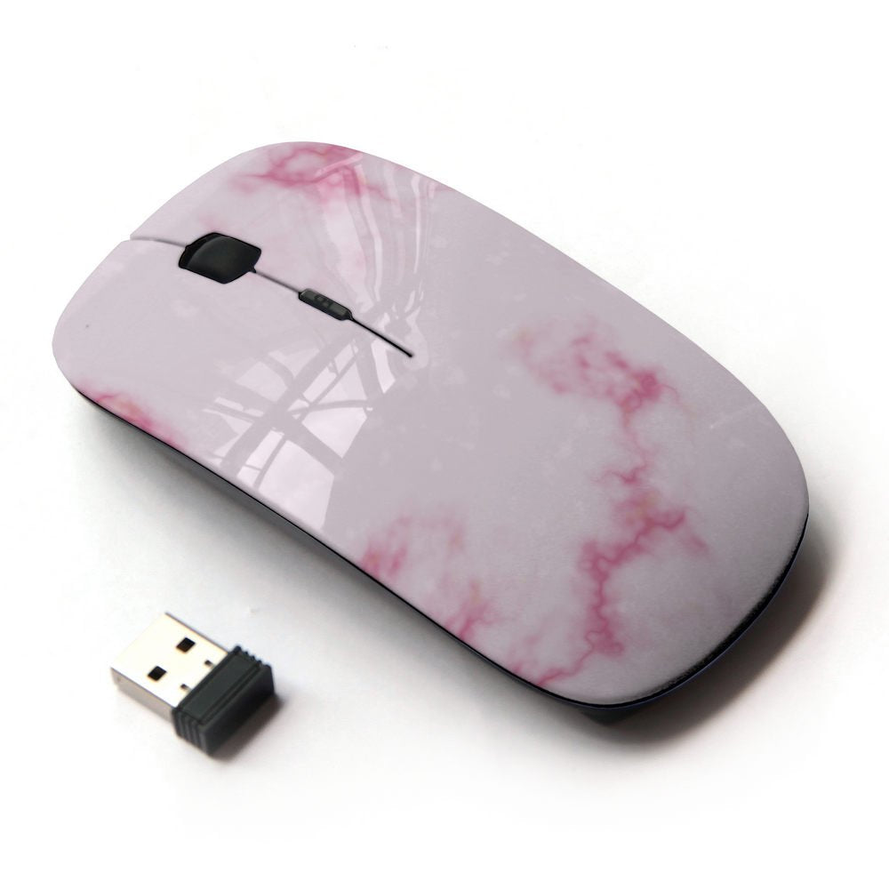 [Australia - AusPower] - STPlus Light Pink Marble Design Pattern 2.4 GHz Wireless Mouse with Ergonomic Design and Nano Receiver Design #13 