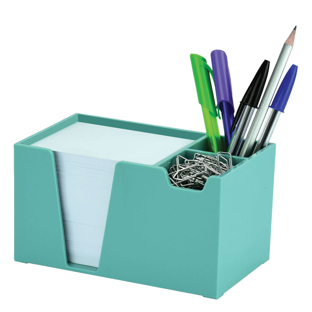 [Australia - AusPower] - Acrimet Desktop Organizer Pencil Paper Clip Caddy Holder (Plastic) (with Paper) (Solid Green Color) 