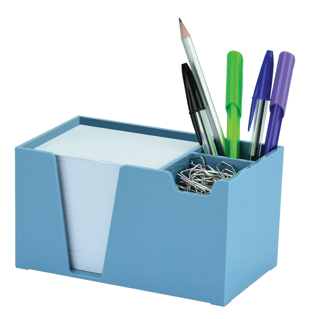 [Australia - AusPower] - Acrimet Desktop Organizer Pencil Paper Clip Caddy Holder (Plastic) (with Paper) (Solid Blue Color) 
