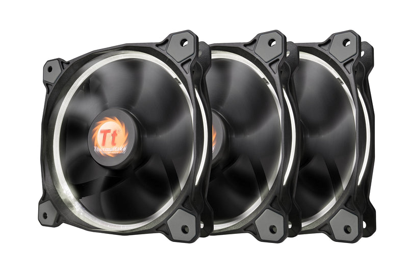 [Australia - AusPower] - Thermaltake Riing 12 High Static Pressure Circular Ring White LED Case/Radiator Fan with Anti-Vibration Mounting System Triple Pack Cooling CL-F055-PL12WT-A 120mm 