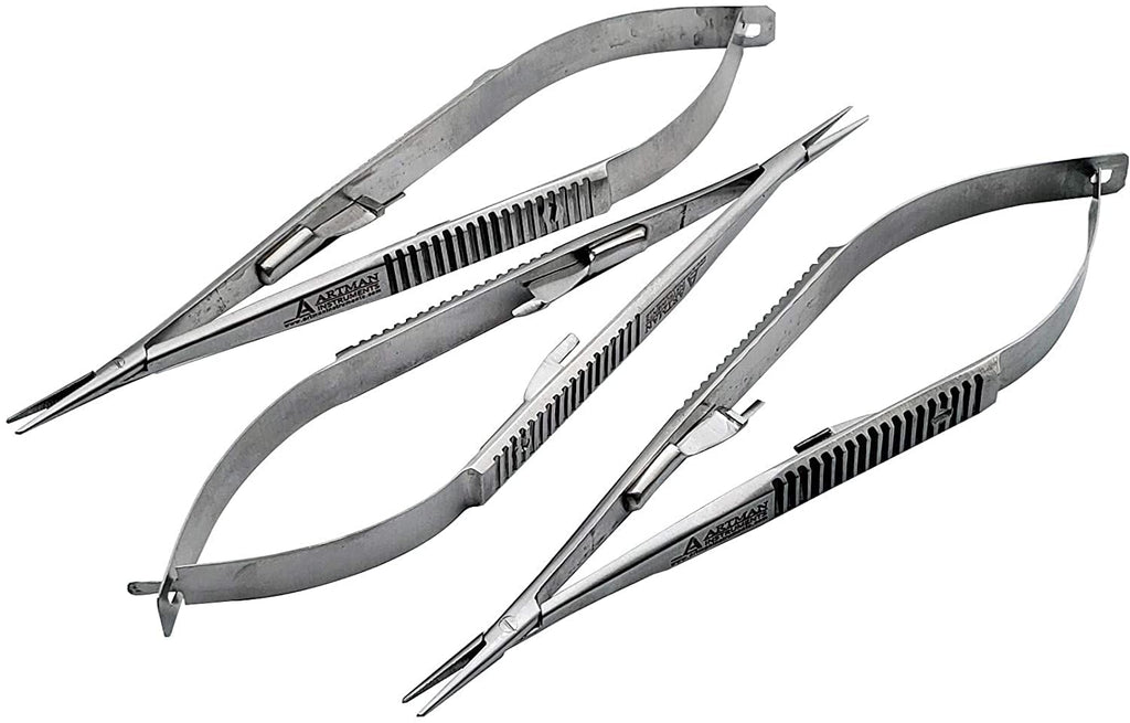 [Australia - AusPower] - 3 pcs Castroviejo Needle Holder 5.5 inches Straight with Lock | Dental Medical Ortho Surgical Needle Holder Locking | Veterinary Suture Restorative | by Artman instruments 