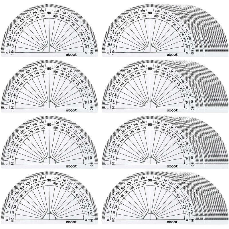 [Australia - AusPower] - eBoot 50 Pack Math Protractors Plastic Protractor 180 Degrees, 4 Inches, Clear 
