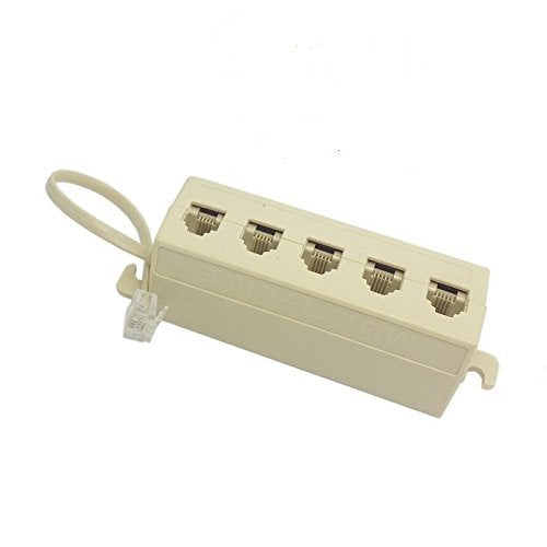 [Australia - AusPower] - GFORTUN Beige RJ11 6P4C Male to 5 Female Outlet Ports Socket Telephone Phone Cable Line Splitter Adapter (1 Pack) 