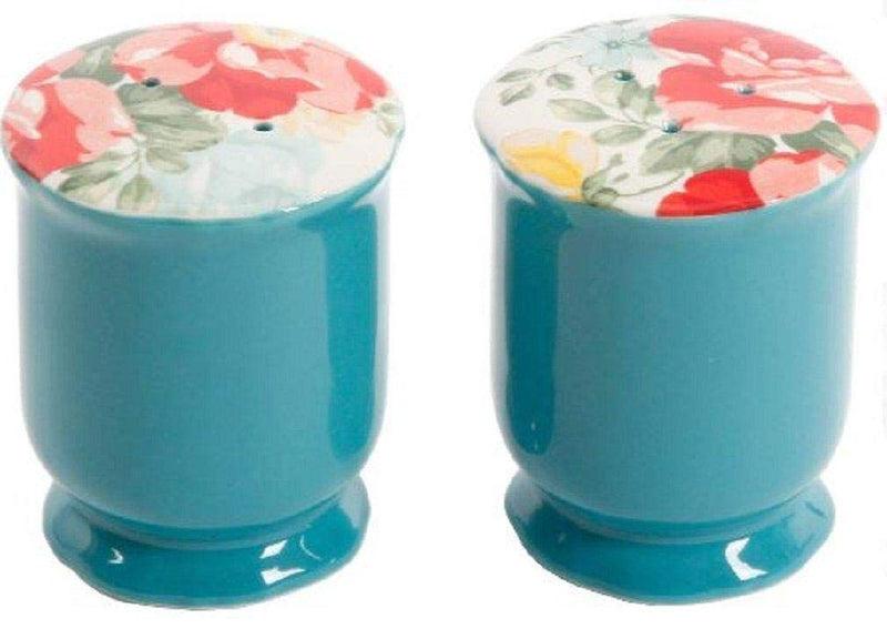 [Australia - AusPower] - The Pioneer Woman Vintage Floral Ceramic Salt and Pepper Shaker Set,red, white, green 