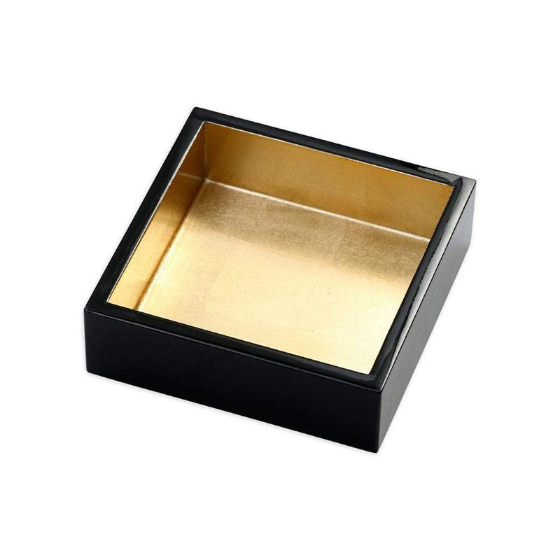 [Australia - AusPower] - Caspari Lacquer Cocktail Napkin Holder in Black & Gold, 1 Each 