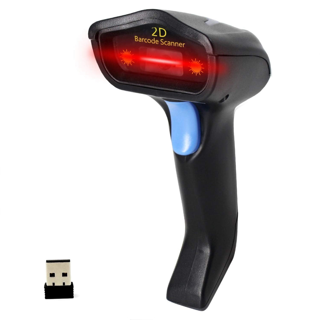 [Australia - AusPower] - 2D Wireless Barcode Scanner,Symcode 2.4G CCD Bar Code Reader with Long Transfer Distance for Mobile Payment MJ-4000-B 
