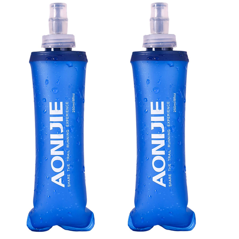 [Australia - AusPower] - TRIWONDER Soft Flasks Collapsible Water Bottles TPU Folding Flask Sports Water Bottle for Hydration Pack - Ideal for Running Hiking Cycling Climbing 250ml/8.45oz - Pack of 2 