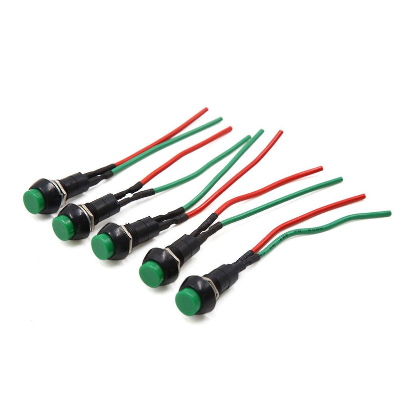 [Australia - AusPower] - uxcell 5 Pcs 12mm Dia Round Shaped Wired Momentary Push Button Switch Replacement DC 12-24V 