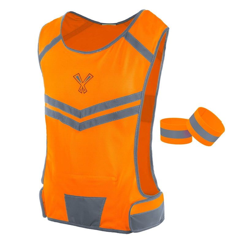 [Australia - AusPower] - 247 Viz Reflective Running Vest – Reflective Vest Running at Night for Walkers, Women & Men. High Visibility Reflective Gear, Cycling & Running Vest, High Vis Neon Safety, Small, Medium & Large Size Neon Orange 