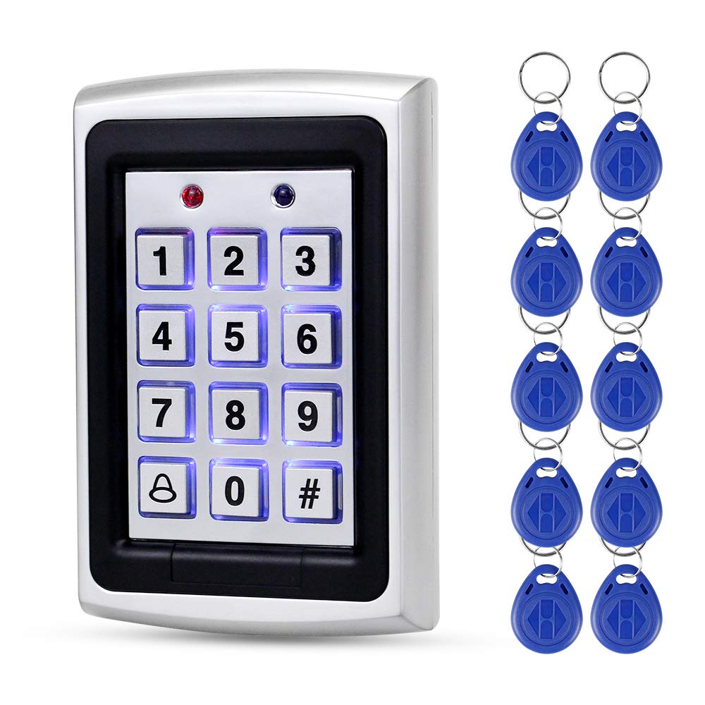 [Australia - AusPower] - 10pcs keyfobs +125Khz EM-ID Metal Case RFID Access Control Keypad with Back Light Support 1000 User 