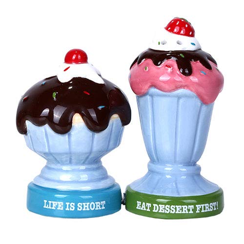 [Australia - AusPower] - Pacific Giftware Ice Cream Dessert Sundae Ceramic Magnetic Salt and Pepper Shaker Set 