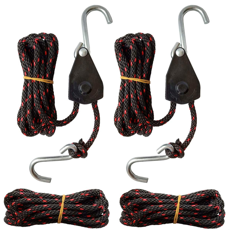 [Australia - AusPower] - Sentry Ratchet Kayak and Canoe Bow and Stern Tie Downs 1/4" Grow Light Heavy Duty Adjustable Rope Hanger (2-Pack) 