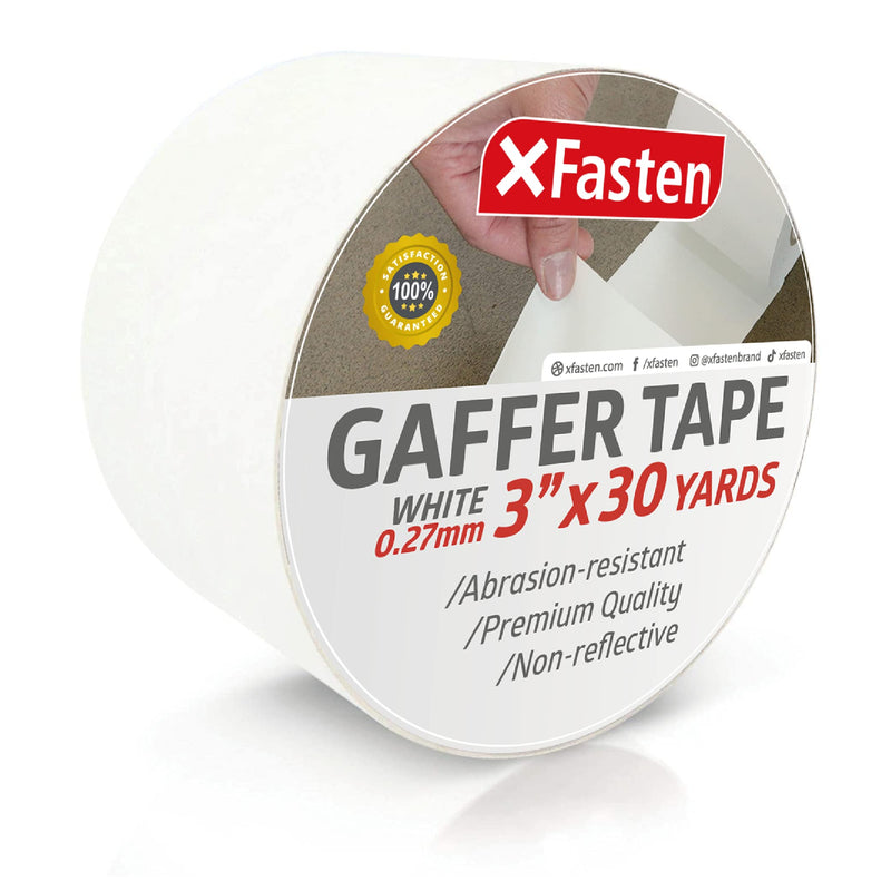 [Australia - AusPower] - XFasten Professional Grade Gaffer Tape, 3 Inches x 30 Yards (White) White 