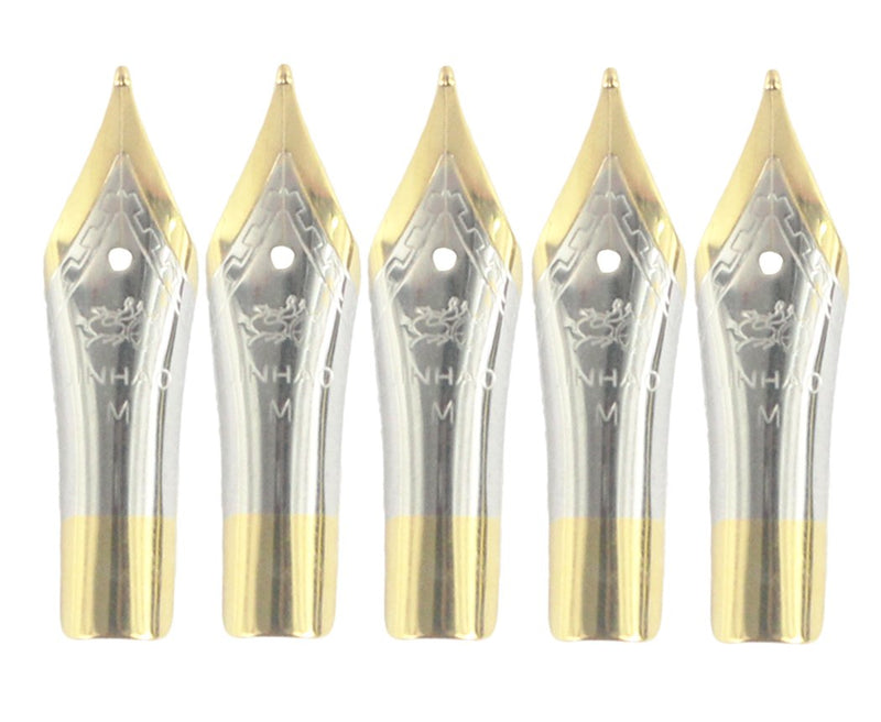 [Australia - AusPower] - Gullor 5PCS Fountain Pen Nibs Fit Jinhao 250/301/500/5099/8802/9009/5000, Gold, Medium Nib 5 Count (Pack of 1) 
