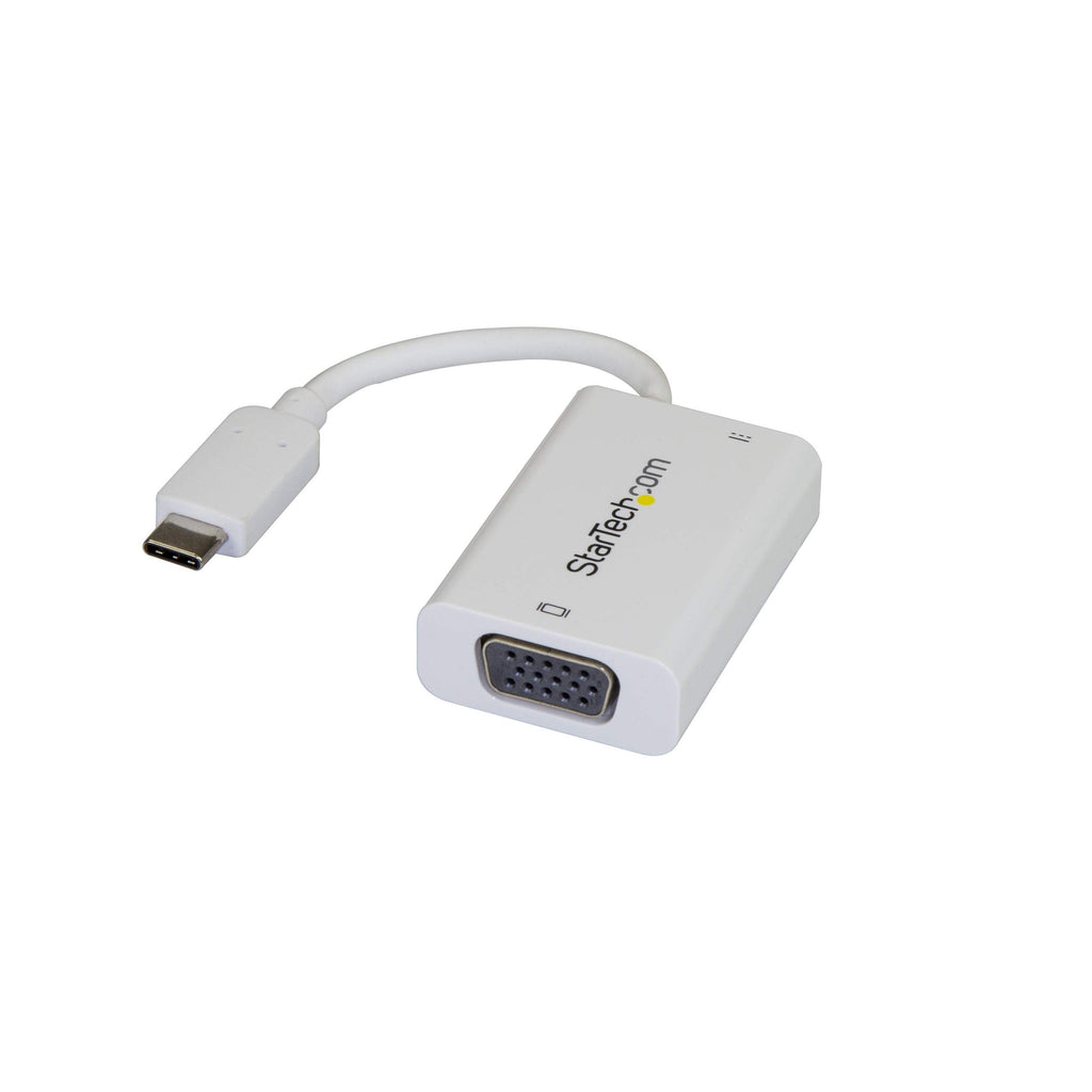 [Australia - AusPower] - StarTech.com USB C to VGA Adapter with Power Delivery - 1080p USB Type-C to VGA Monitor Video Converter w/ Charging - 60W PD Pass-Through - Thunderbolt 3 Compatible - White (CDP2VGAUCPW) 