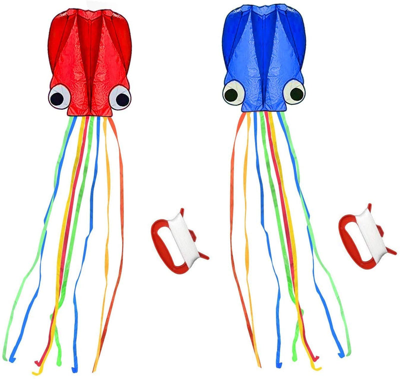 [Australia - AusPower] - SINGARE Large Octopus Kites, Long Tail Beautiful Easy Flyer Kites Beach Kites, Good Kites for Kids and Adults Easy to Fly(Red+Blue) 