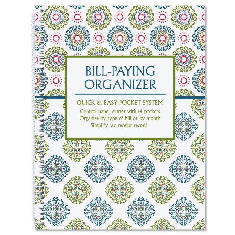 [Australia - AusPower] - Fresh Patterns Bill Paying Organizer Book - Personal Account book, 9" by 12 inch, Spiral-Bound, 14 Pockets, 32 Label Stickers, Bill Tracking 