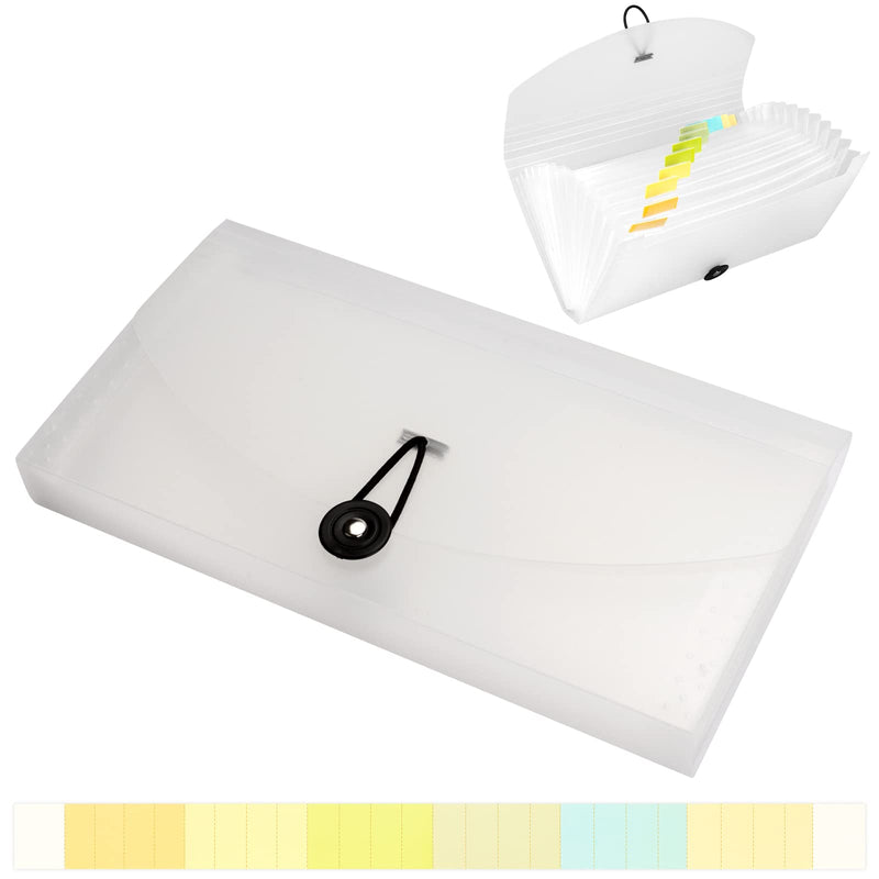 [Australia - AusPower] - Oak-Pine 13 Pocket Receipt Folder/ Accordion File Organizer/ Plastic Check Bill File Folder/Expanding File Folder/ Expanding Coupon Organizer with Labels/ Document Organizer Folder (White Translucent) White Translucent 