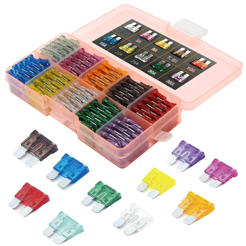 [Australia - AusPower] - GlowGeek 100pcs Assorted Auto Car Truck Standard Blade Fuse Assortment 2A 3A 5A 7.5 A 10A 15A 20A 25A 30A 35A Car Boat Truck SUV Automotive Replacement Fuses 