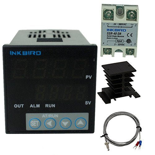 [Australia - AusPower] - Inkbird PID Thermostat °F °C Display Stable Digital Temperature Controller Heating Cooling Control ITC106VH 40DA SSR Output Solid State Relay Alarm K Seneor Black Heat Sink ITC-106VH + K + 40A SSR + Black Heat Sink 