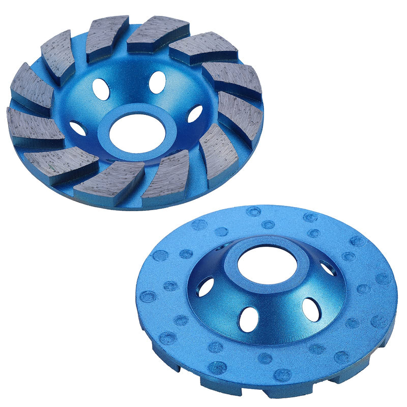 [Australia - AusPower] - OCR 4" Concrete Turbo Diamond Grinding Cup Wheel Three Row Turbo Cup Disc Grinder for Angle Grinder 12 Segs Heavy Duty(Blue 12segs B) Blue 12segs B 