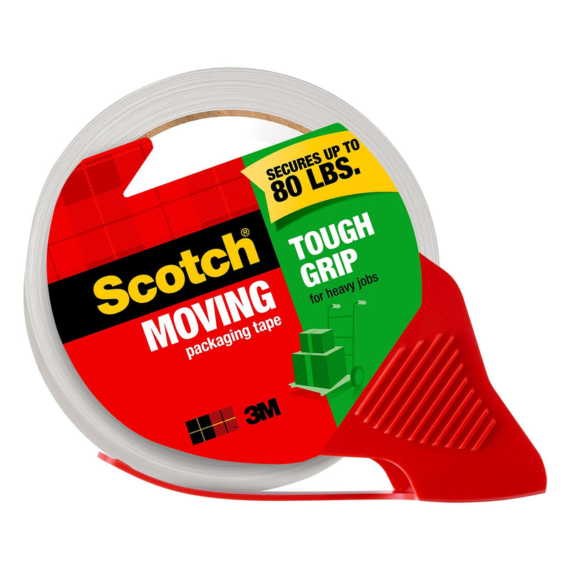 [Australia - AusPower] - Scotch Tough Grip Moving Packaging Tape, 1.88" x 54.6 yd, Strong Hold on All Box Types Including Recycled, Secures Boxes up to 80 lbs, 1.88" x 54.6 yd, 3" Core, Clear, 1 Dispensered Roll (3500-RD) 1 Roll 
