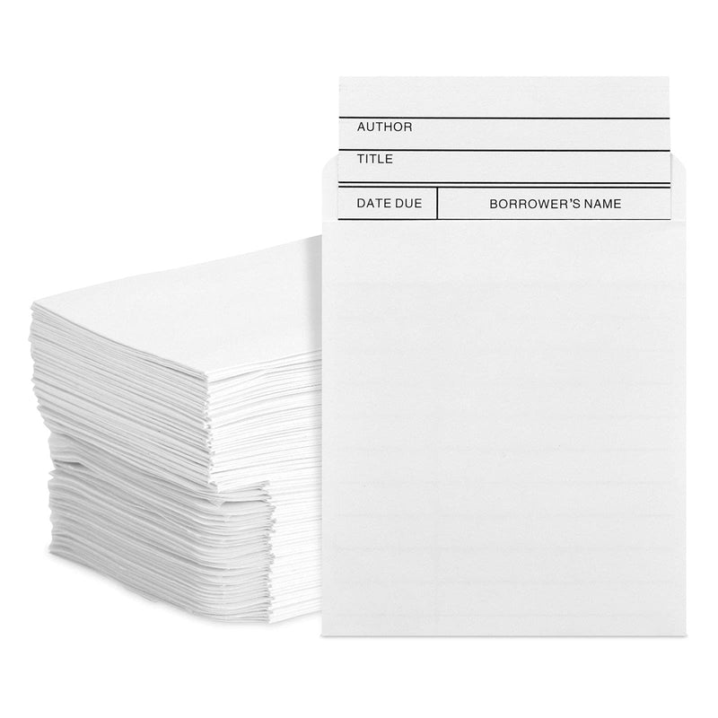 [Australia - AusPower] - Library Card Pockets for Books, Self-Adhesive Sleeves (3.5 x 4.5 In, 100 Pack) 