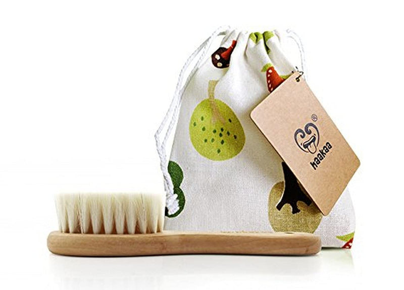[Australia - AusPower] - Haakaa Wooden Baby Hairbrush with Natural Goat Wool Bristles 1 pk 