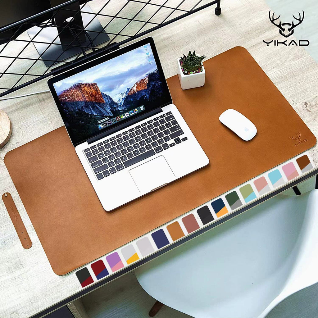 [Australia - AusPower] - Yikda Leather Mouse pad Desk mat, Microfiber Leather Desk pad Large Mouse pad, Waterproof Desk Mat for Desktop （31"x15.7" Brown) 31.5" x 15.7" 