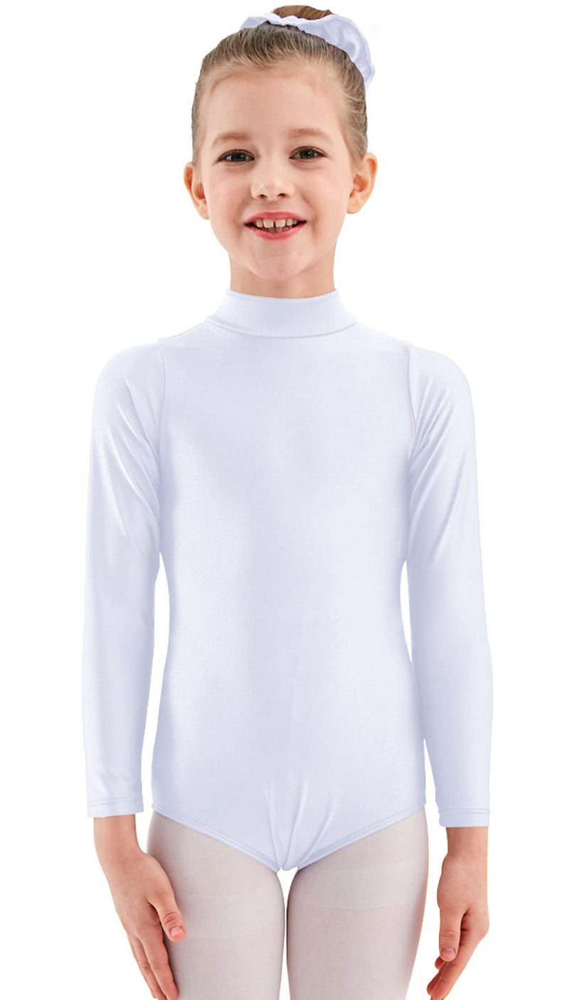 [Australia - AusPower] - Updated Toddler Girls Long Sleeve Ballet Dance Leotard for Kids and Teens White 6 