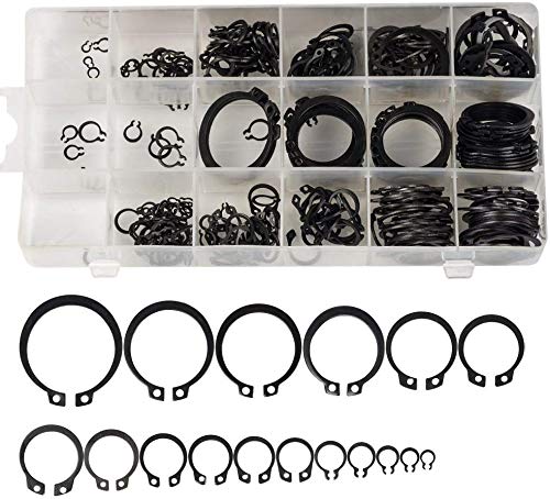 [Australia - AusPower] - Eagles 300Pcs Internal Snap Ring Assortment, Black Washer Hardware Circlip Retaining Ring Set For Industrial Fasteners 18 Sizes 