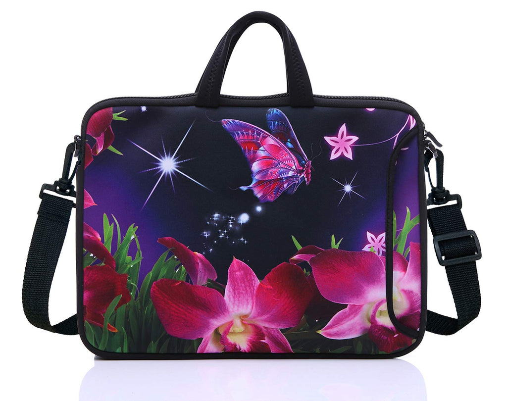 [Australia - AusPower] - 17.3-Inch Laptop Shoulder Sleeve Bag Case With Handle For 17 17.3" Acer Dell Hp Pink Flower 