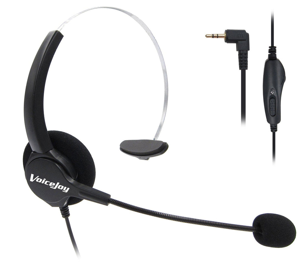 [Australia - AusPower] - VoiceJoy 2.5mm Phone Headset w/Noise Canceling Boom Mic in-line Volume Mute-Switch for Panasonic Cordless Phones and Grandstream Polycom Cisco Linksys SPA Panasonic Gigaset AT&T 