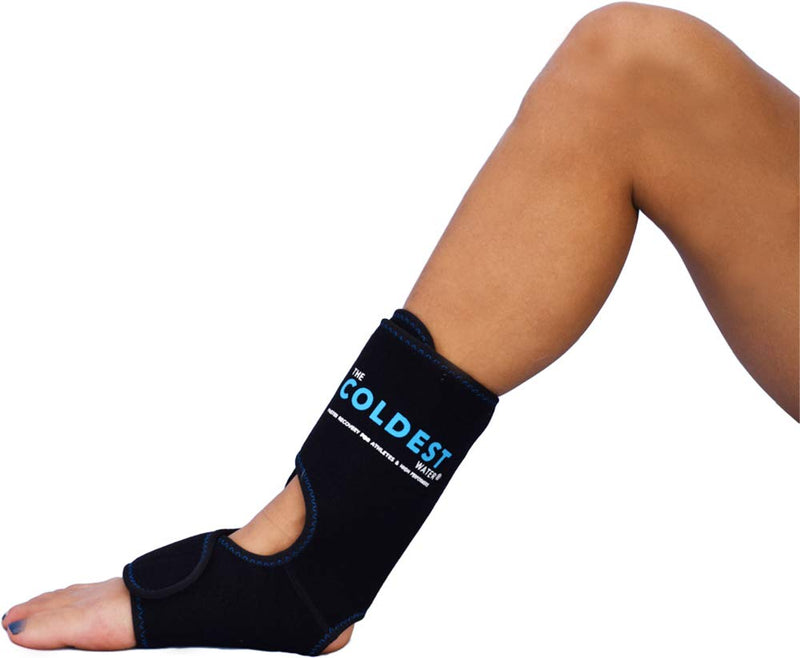 [Australia - AusPower] - The Coldest Foot Ankle Achilles Pain Relief Ice Wrap with 2 Cold Gel Packs | Best for Achilles Tendon Injuries, Plantar Fasciitis, Bursitis & Sore Feet Built for Cold Therapy (Black XS-XL) 1 
