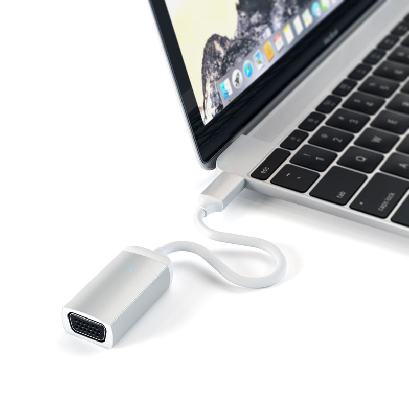 [Australia - AusPower] - Satechi Type-C VGA USB-C Cable Adapter 1080p/60Hz - Compatible with 2018 MacBook Air, 2018 iPad Pro, 2016/2017/2018 MacBook Pro/MacBook, Microsoft Surface Go and More (Silver) Silver 