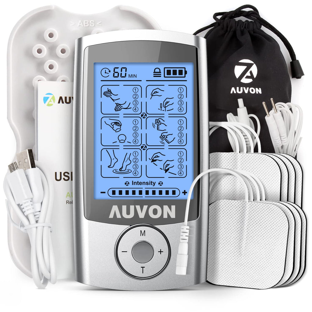 [Australia - AusPower] - AUVON Rechargeable TENS Unit Muscle Stimulator, 24 Modes 4th Gen TENS Machine with 8pcs 2"x2" Premium Electrode Pads for Pain Relief 