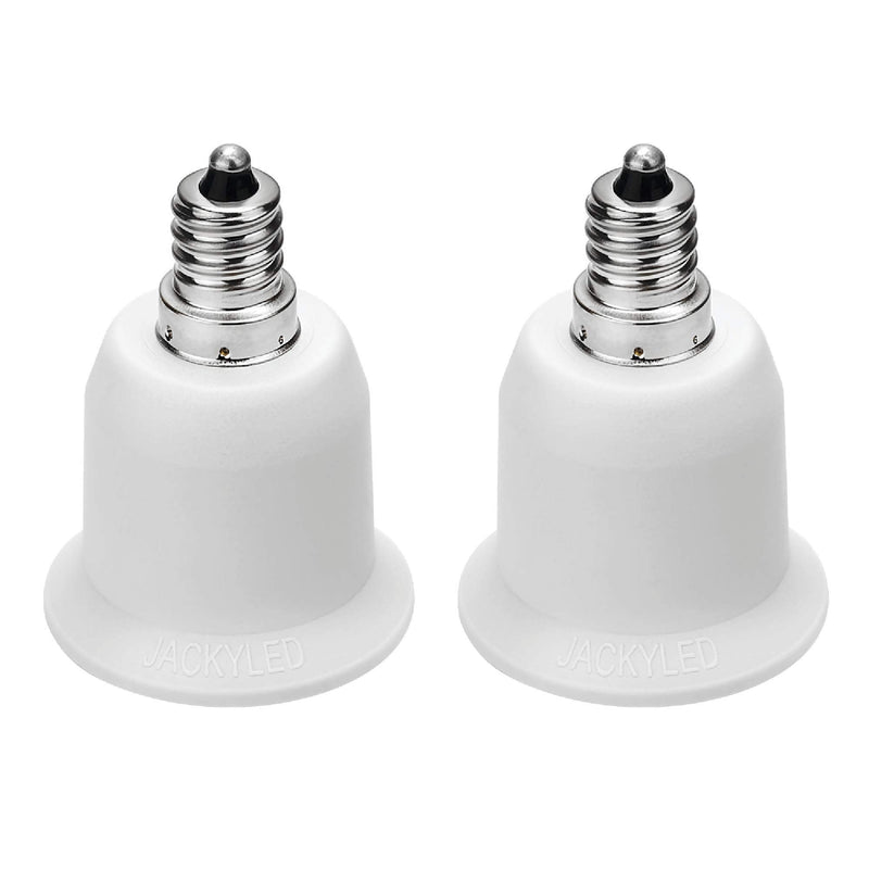 [Australia - AusPower] - JACKYLED E12 to E26 Adapter E12 Light Socket to Medium Base E26 E27 Converter Light Socket Adapter Chandelier Socket E12 Light Bulb Adapter Pack of 2 2 Pack White 