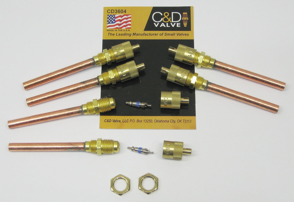 [Australia - AusPower] - C&D Copper Access Valve CD3604 PKG of 6 1/4" copper tube extension w/ 1/4" flare cap 