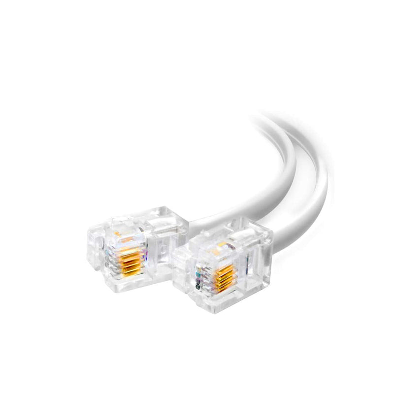 [Australia - AusPower] - (2 Pack) 6 Feet White Telephone Cable Rj11 Male to Male 72 inch Phone Line Cord 6 ft 
