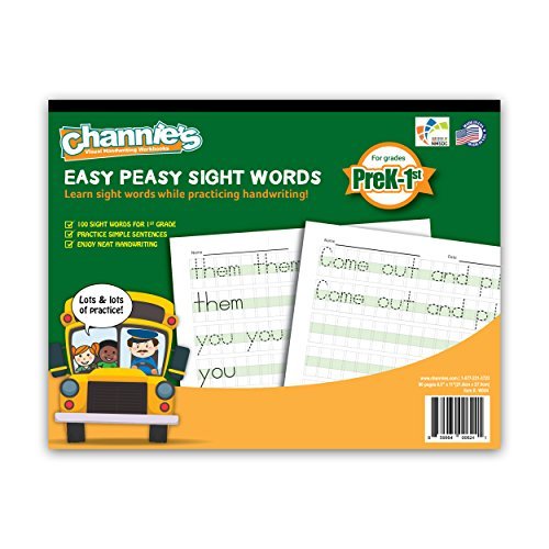 [Australia - AusPower] - Channie’s Easy Peasy 100 Sight Words Workbook, Practice Printing, Tracing, and Handwriting, 80 Pages Front & Back, 40 Sheets, Grades Pre-K - 1st, Size 8.5” x 11” 