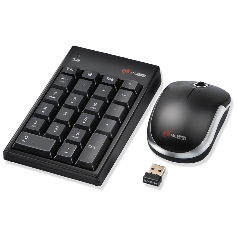 [Australia - AusPower] - MCSaite Wireless Numeric Keypad & Mouse Combo - Use One Receiver Wireless Number Pad Keyboard and Mouse for Laptop Desktop 