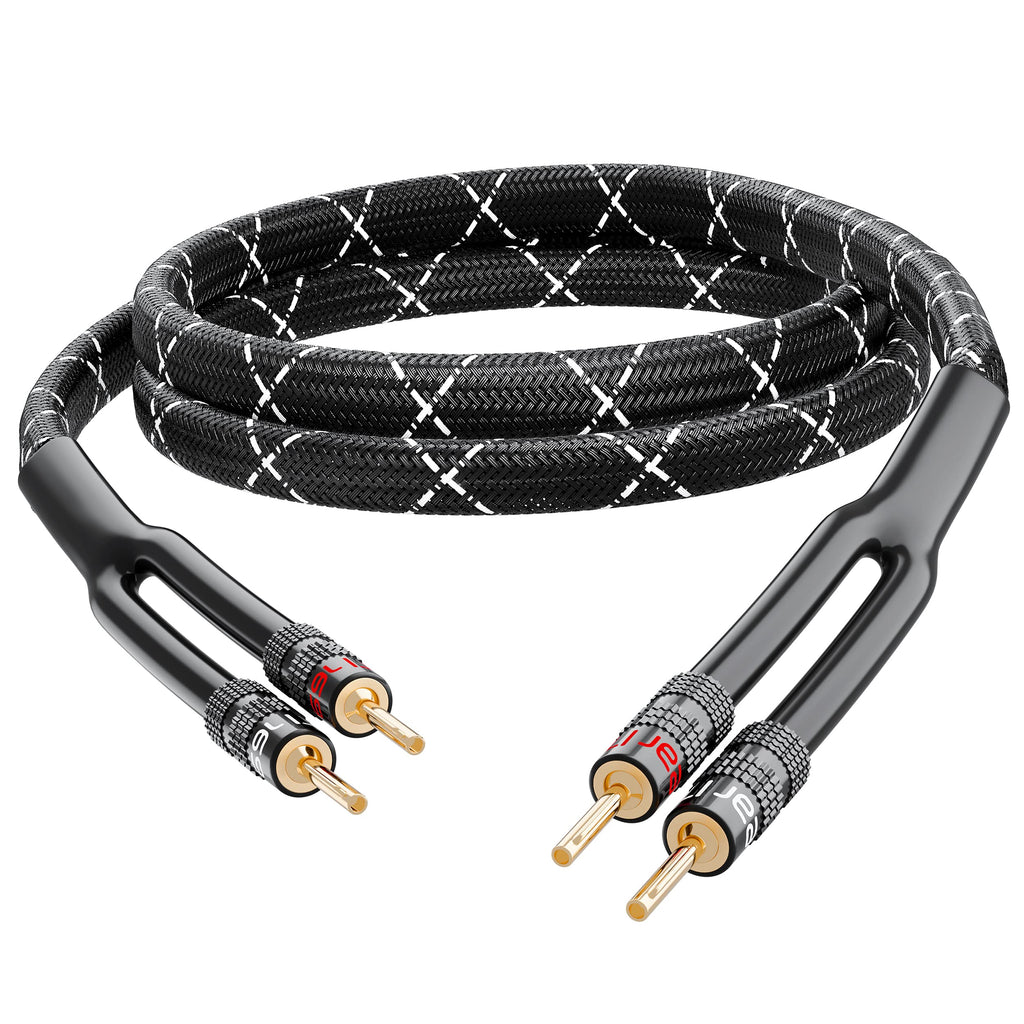 [Australia - AusPower] - GearIT 12AWG Premium Heavy Duty Braided Speaker Wire Cable (6 Feet) Dual Gold Plated Banana Plug Tips - in-Wall CL2 - Oxygen-Free Copper (OFC) Black 6 Feet 