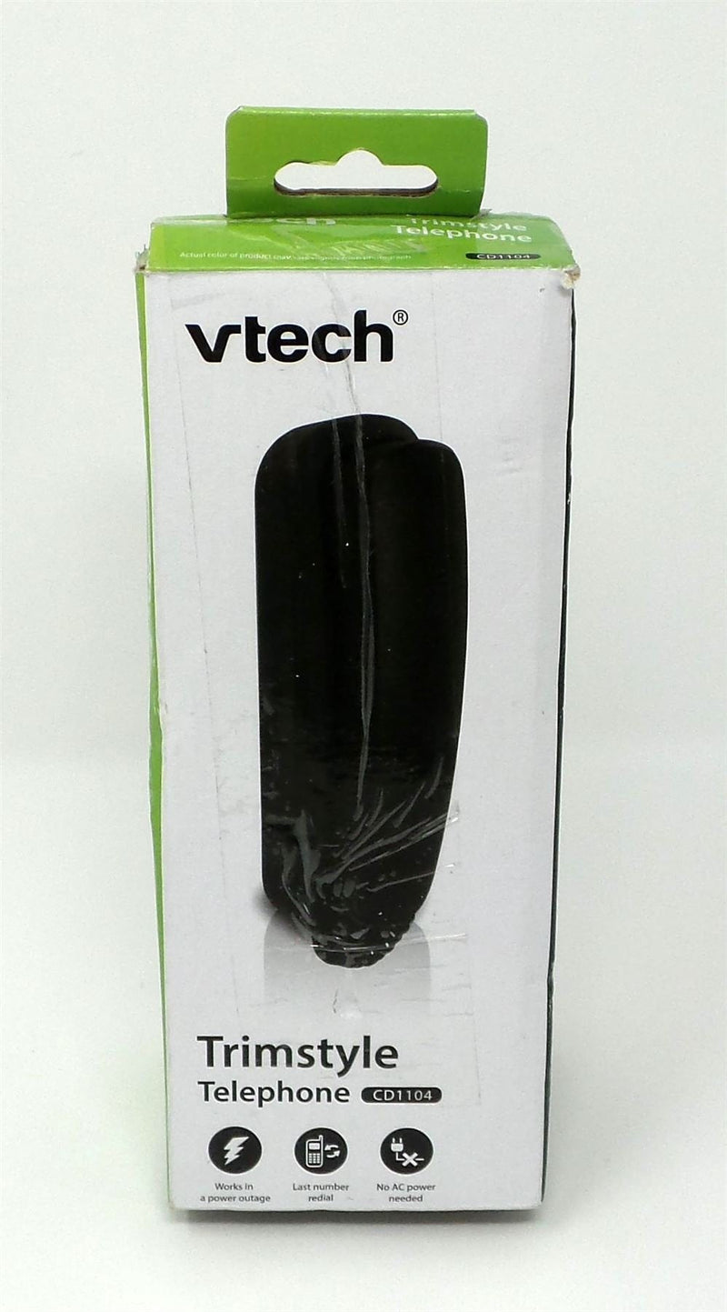 [Australia - AusPower] - Vtech CD1104 TrimStyle Corded Basic Telephone Black No AC Power Needed/Redial 