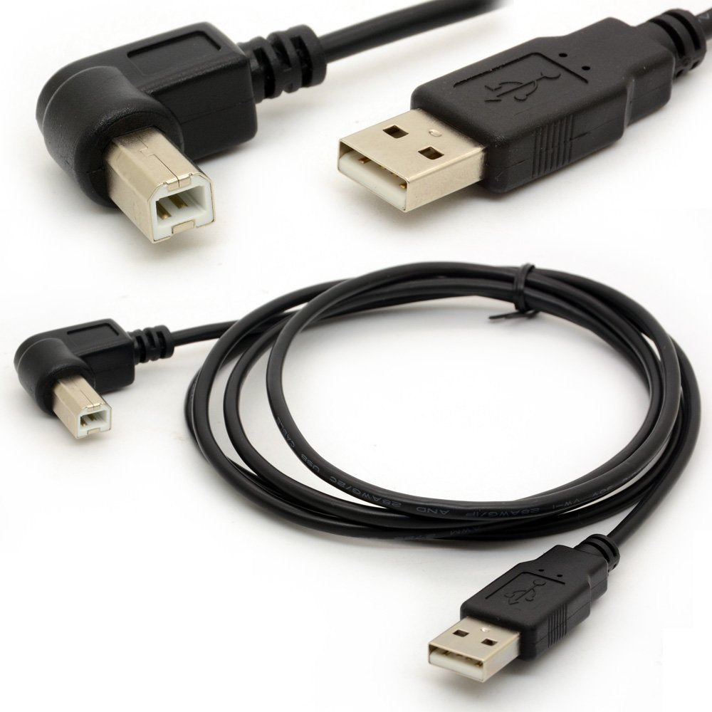 [Australia - AusPower] - 1.5M USB to Printer Adapter Cables 90 Degree USB 2.0 A Male to B Right Angle Plug Converter Lead 480Mbps High Speed Wireless Wired Adaptor Scanner Extension Cord (Right) 