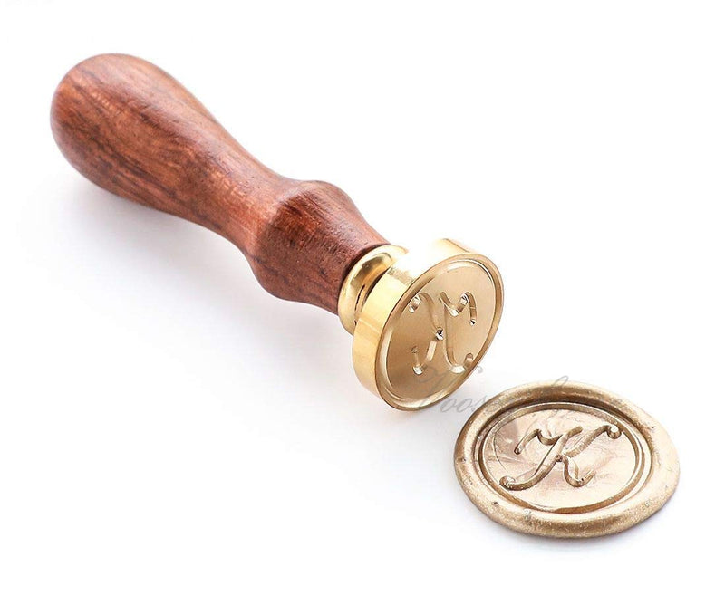 [Australia - AusPower] - VOOSEYHOME Initial Handwritten Letter Alphabet K Wax Seal Stamp with Rosewood Handle, Decorating on Gift Packing Invitation Mail Envelope Card Book for Birthday Themed Parties Weddings Signatures Letter K 
