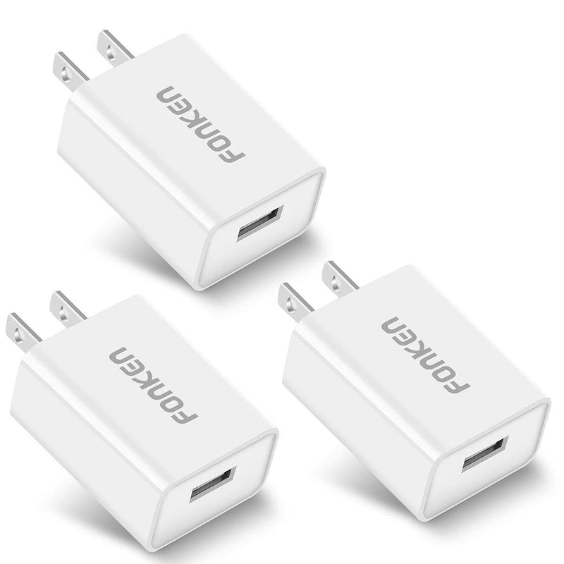 [Australia - AusPower] - [3-Pack] Quick Charge 3.0, FONKEN 18W 3Amp USB Wall Charger Adapter Fast Charger Plug Compatible with Samsung Galaxy S7 S6, Note 5/4, LG G5 V10, Nexus 6,HTC10 (White) 18W-White 